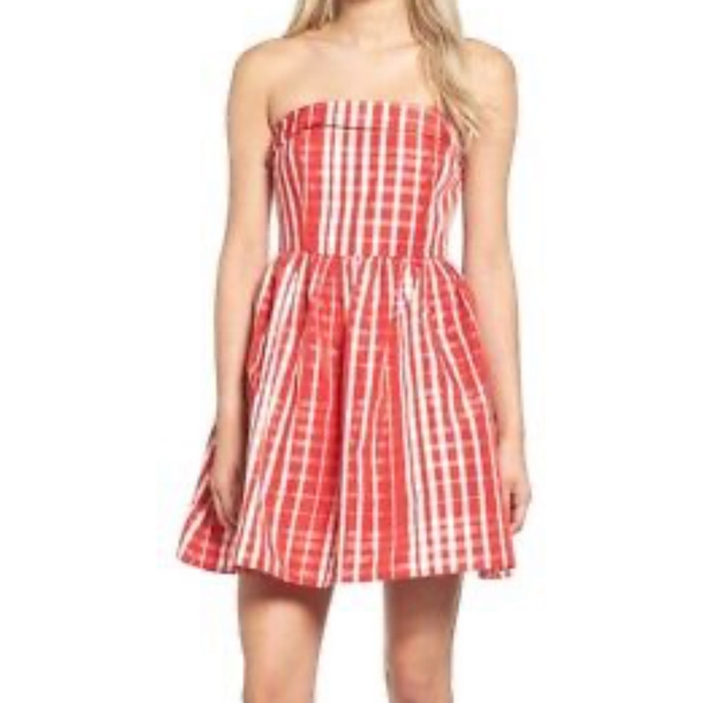 NWT Vineyard Vines Red/White Gingham Strapless Dress